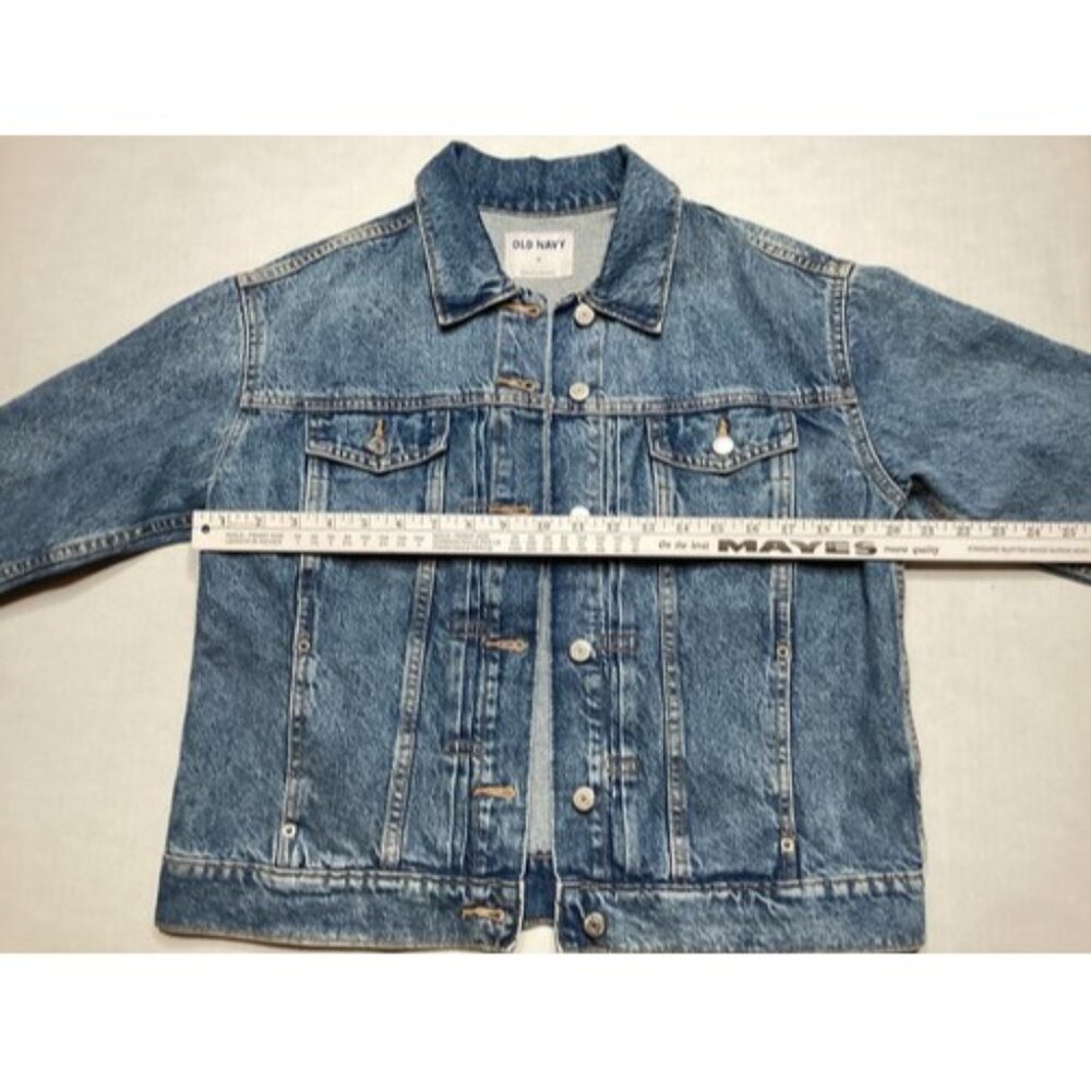 Old Navy Jean Jacket Womens Relaxed Denim Jacket Destructed 90's Grunge Layering - Picture 6 of 10